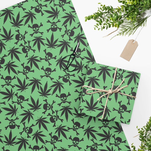 Weed & Skull Cross Bones Wrapping Paper