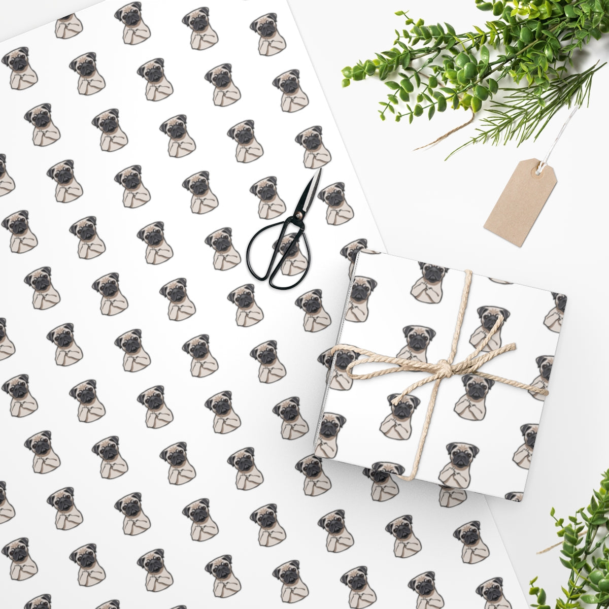 Flipping Off Pug Wrapping Paper
