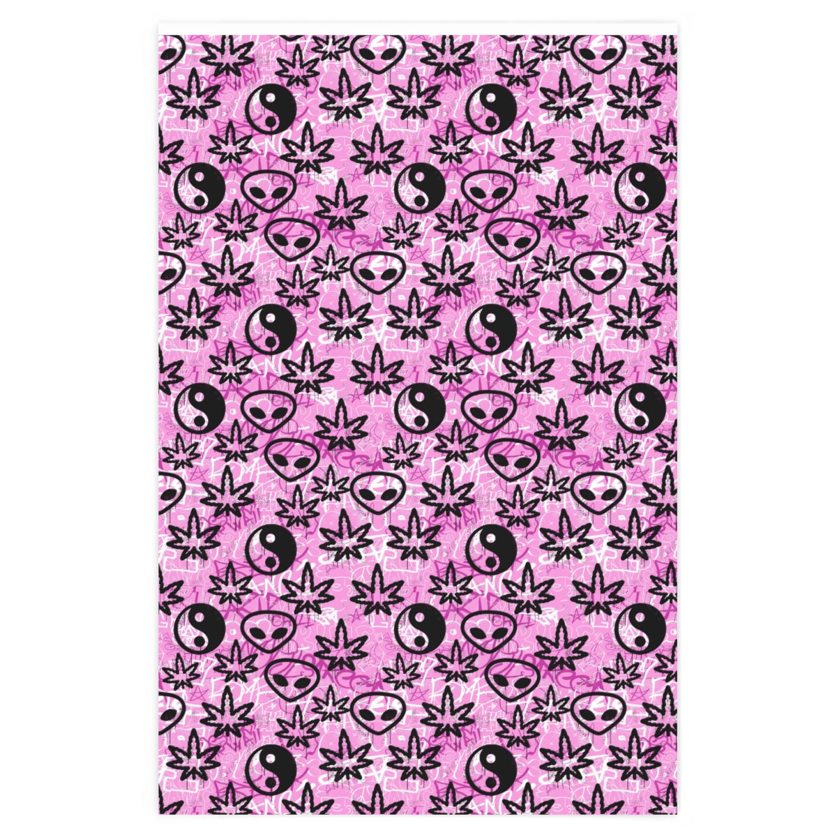 Awesome Graffiti - Weed Leaf- Alien - Yin Yang Wrapping Paper